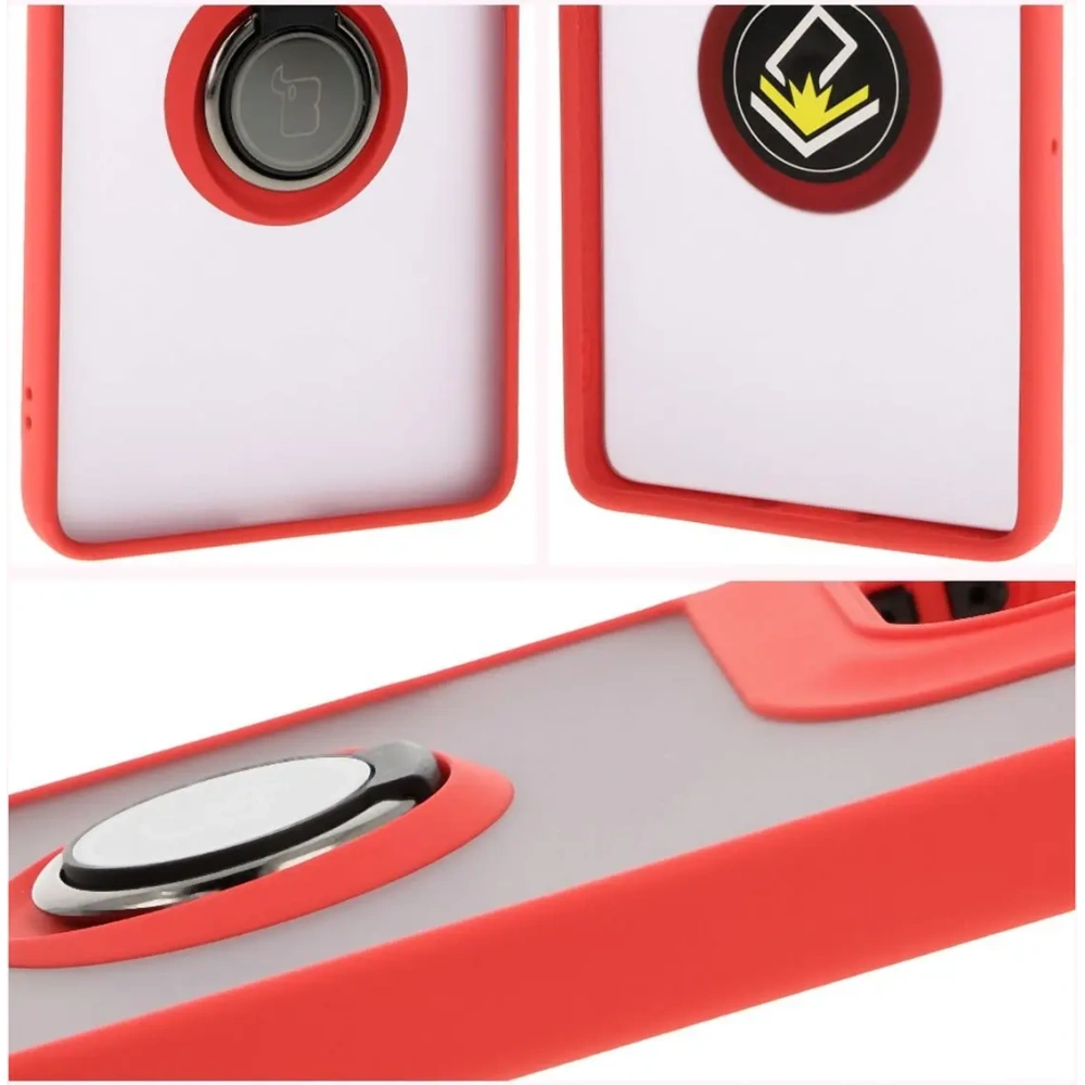 Hurtownia GSM - Etui z uchwytem na palec Bizon Case Hybrid Ring do Motorola Moto G75 5G przydymione z czerwoną ramką - BIZ8323 - {ean13} - Hurt