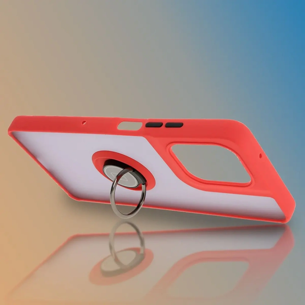 Hurtownia GSM - Etui z uchwytem na palec Bizon Case Hybrid Ring do Motorola Moto G75 5G przydymione z czerwoną ramką - BIZ8323 - {ean13} - Hurt