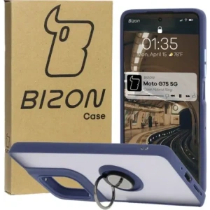 Hurtownia GSM - Bizon Case Hybrid Ring Motorola Moto G75 5G rauchig mit einem dunkelblauen Rahmen - BIZ8324 - {ean13} - Hurt