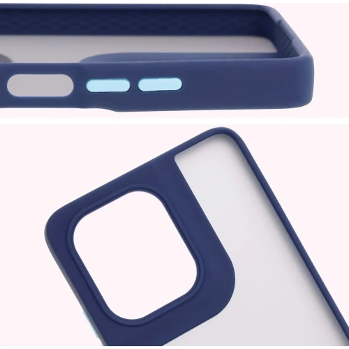 Etui z uchwytem na palec Bizon Case Hybrid Ring do Motorola Moto G75 5G przydymione z granatową ramką