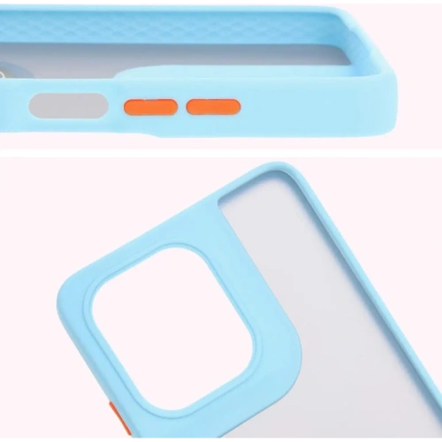 Etui z uchwytem na palec Bizon Case Hybrid Ring do Motorola Moto G75 5G przydymione z jasnoniebieską ramką