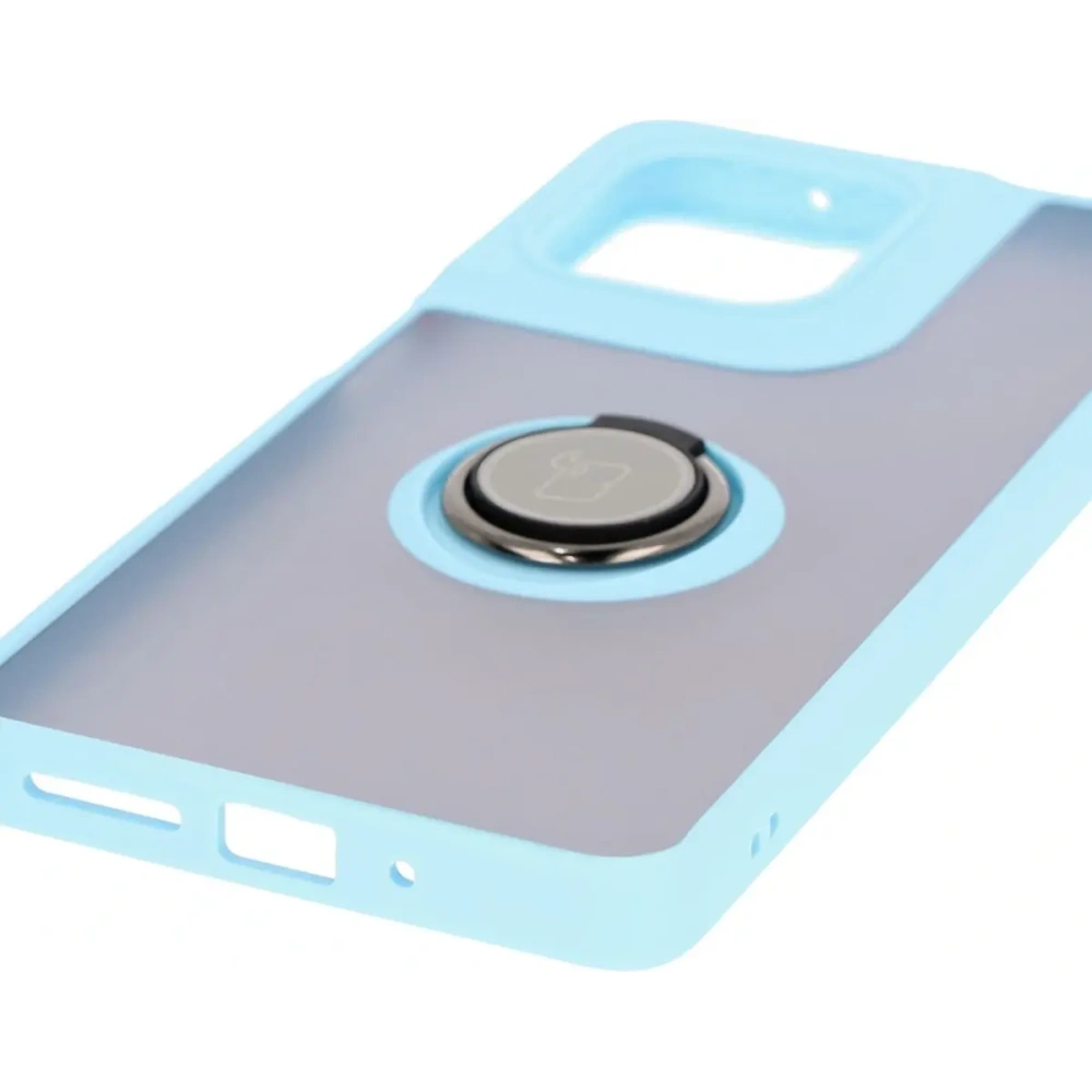 Hurtownia GSM - Etui s úchopem na prst Bizon Case Hybrid Ring pro Motorola Moto G75 5G kouřové s jasně modrým rámečkem - BIZ8325 - {ean13} - Hurt