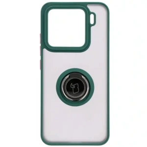 Hurtownia GSM - Bizon Case Hybrid Ring Xiaomi 15 fumuriu cu un cadru verde închis - BIZ8326 - {ean13} - Hurt