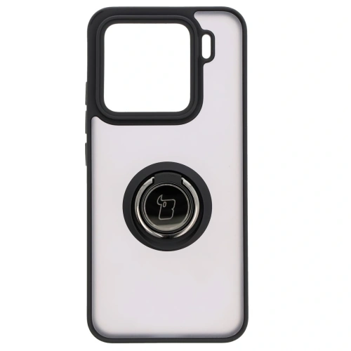 Etui z uchwytem na palec Bizon Case Hybrid Ring do Xiaomi 15 przydymione z czarną ramką