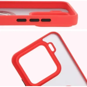 Hurtownia GSM - Etui s úchopem na prst Bizon Case Hybrid Ring pro Xiaomi 15 kouřové s červeným rámečkem - BIZ8328 - {ean13} - Hurt