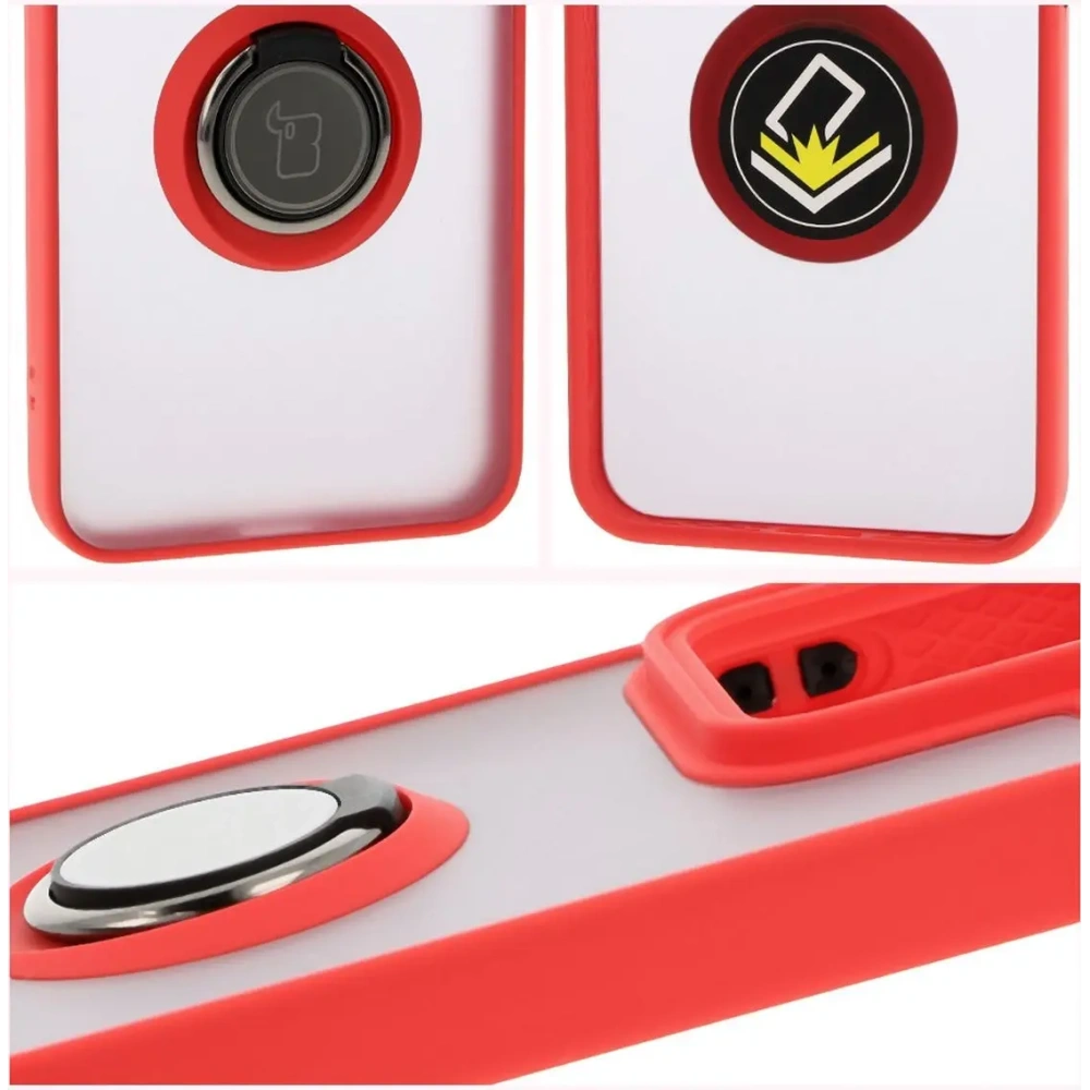 Hurtownia GSM - Etui z uchwytem na palec Bizon Case Hybrid Ring do Xiaomi 15 przydymione z czerwoną ramką - BIZ8328 - {ean13} - Hurt