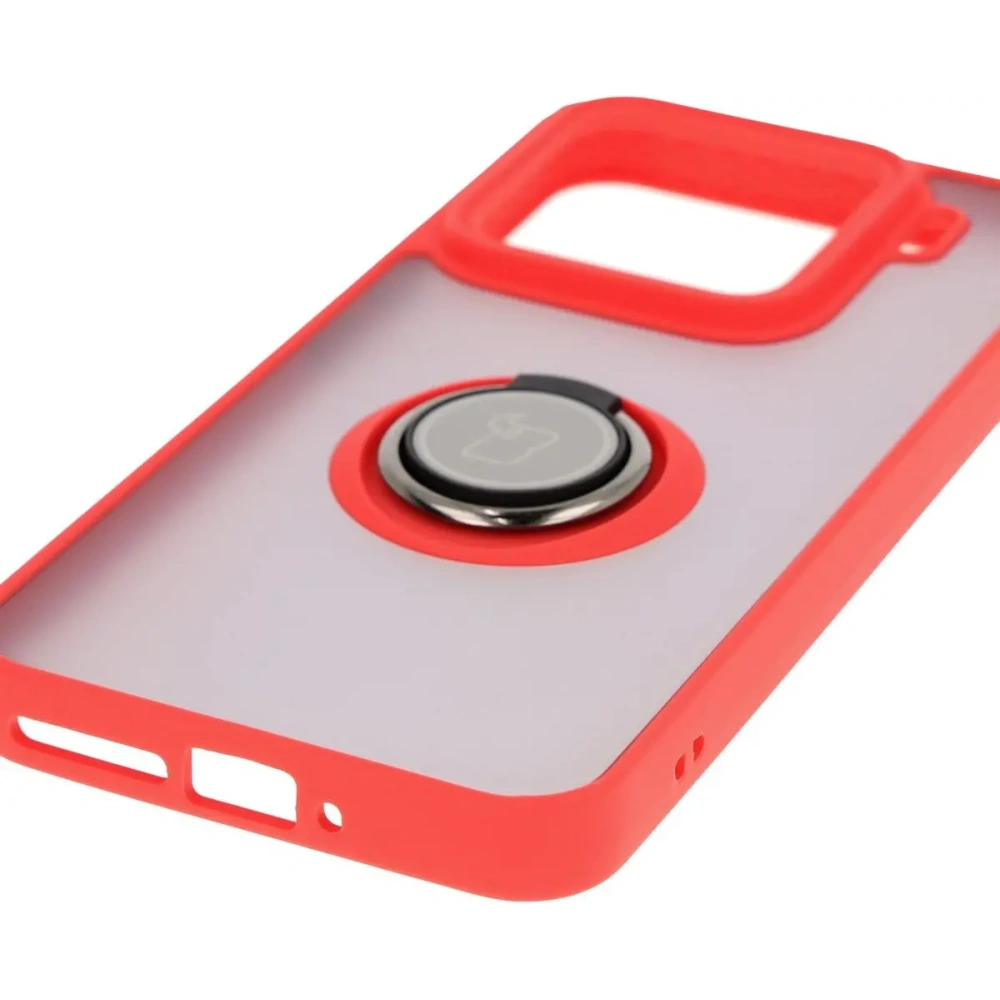 Hurtownia GSM - Etui z uchwytem na palec Bizon Case Hybrid Ring do Xiaomi 15 przydymione z czerwoną ramką - BIZ8328 - {ean13} - Hurt