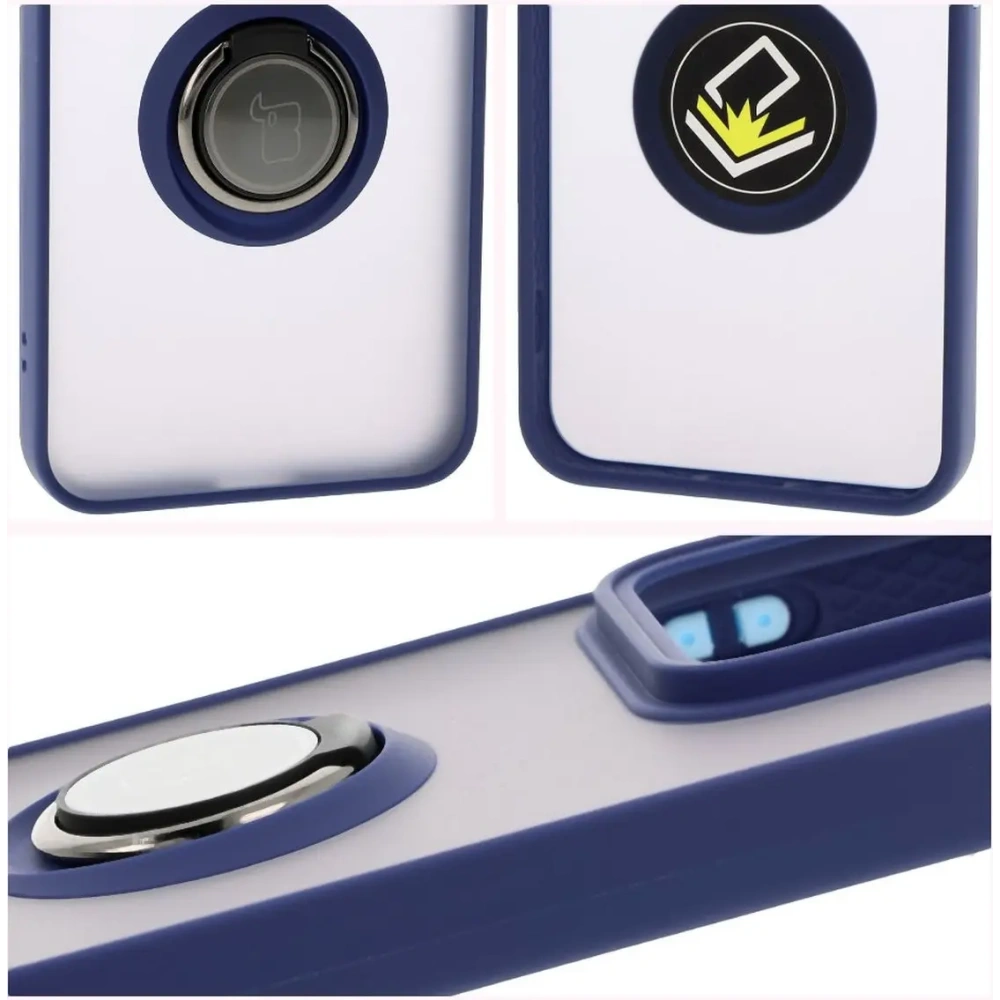 Hurtownia GSM - Etui z uchwytem na palec Bizon Case Hybrid Ring do Xiaomi 15 przydymione z granatową ramką - BIZ8329 - {ean13} - Hurt