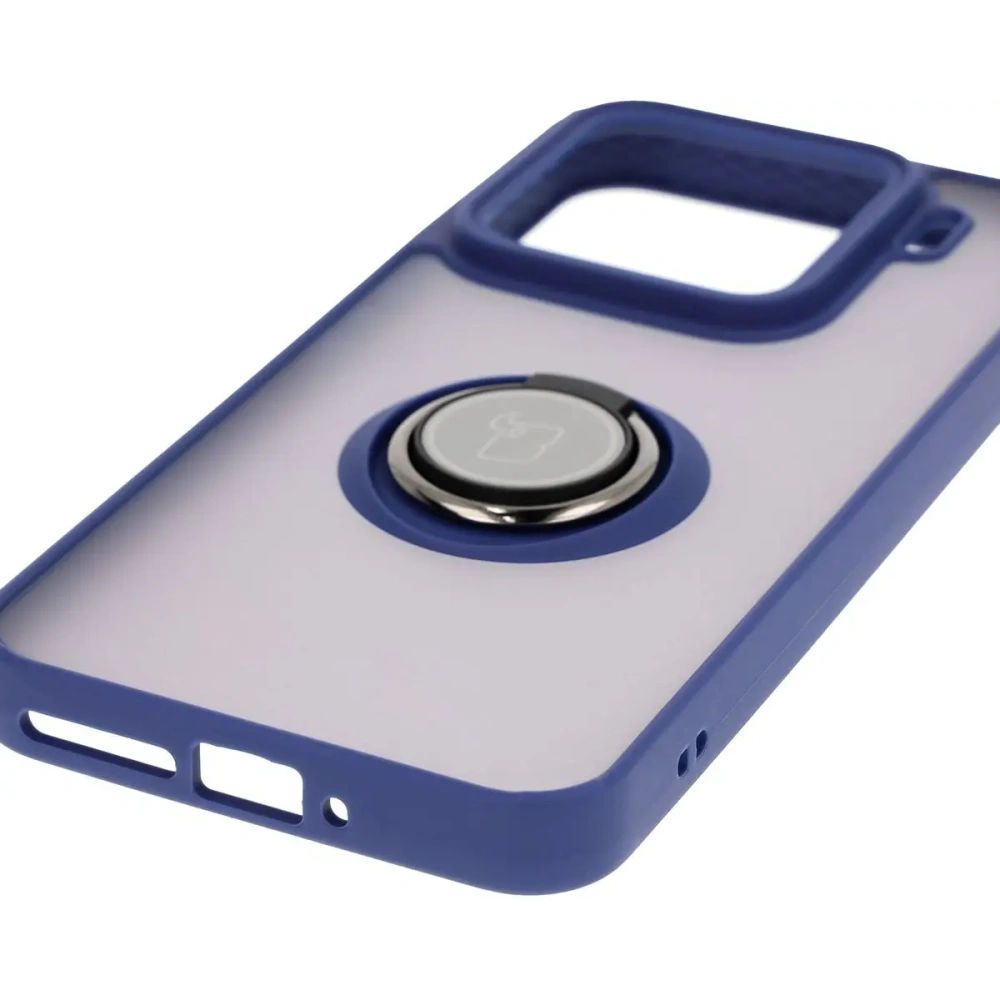 Hurtownia GSM - Etui z uchwytem na palec Bizon Case Hybrid Ring do Xiaomi 15 przydymione z granatową ramką - BIZ8329 - {ean13} - Hurt