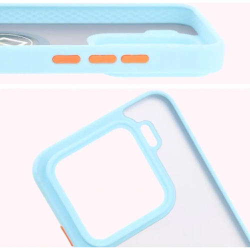 Etui z uchwytem na palec Bizon Case Hybrid Ring do Xiaomi 15 przydymione z jasnoniebieską ramką