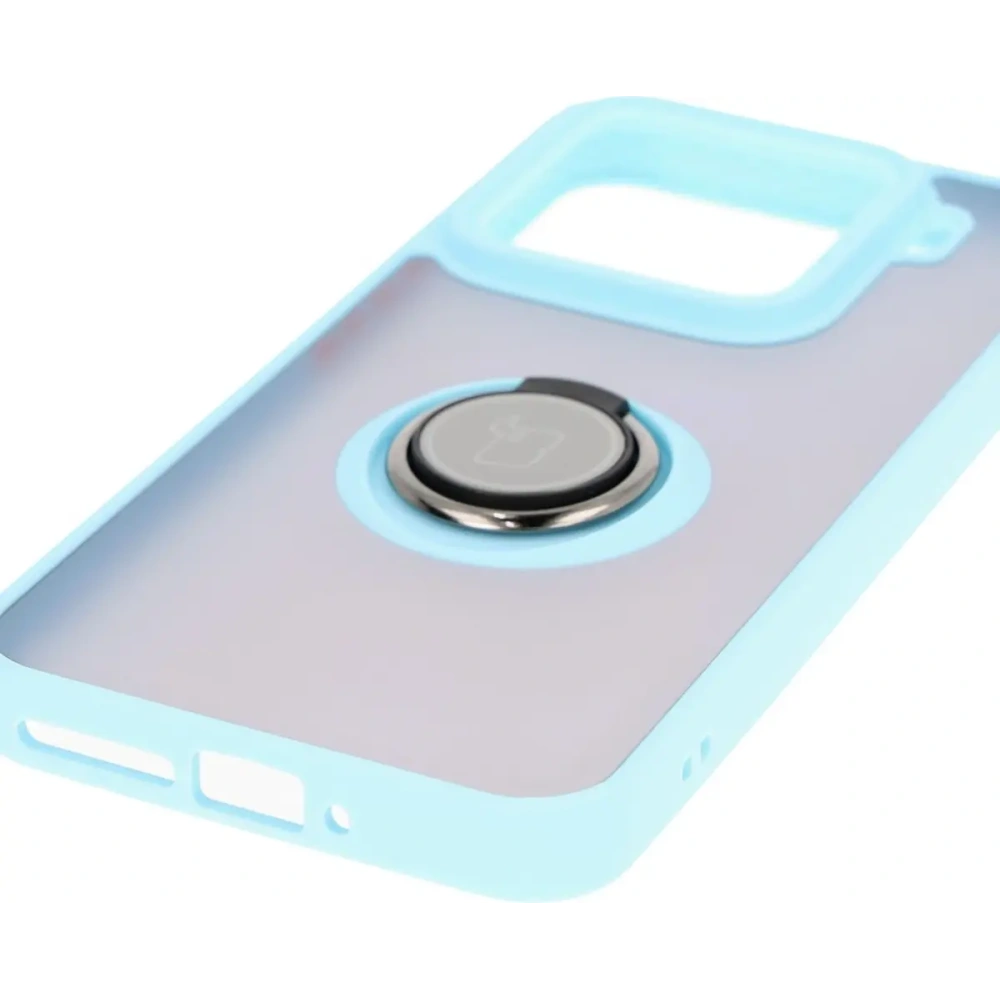 Hurtownia GSM - Etui z uchwytem na palec Bizon Case Hybrid Ring do Xiaomi 15 przydymione z jasnoniebieską ramką - BIZ8330 - {ean13} - Hurt