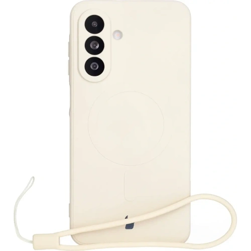 Silikonowe etui z pierścieniem magnetycznym Bizon Case Silicone Magnetic Sq do Samsung Galaxy A26 5G beżowe