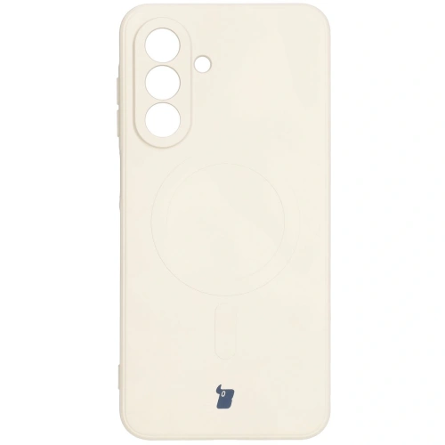 Silikonowe etui z pierścieniem magnetycznym Bizon Case Silicone Magnetic Sq do Samsung Galaxy A26 5G beżowe