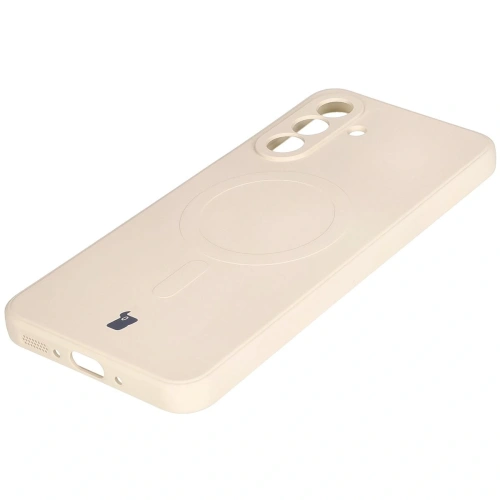 Silikonowe etui z pierścieniem magnetycznym Bizon Case Silicone Magnetic Sq do Samsung Galaxy A26 5G beżowe