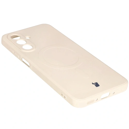 Silikonowe etui z pierścieniem magnetycznym Bizon Case Silicone Magnetic Sq do Samsung Galaxy A26 5G beżowe