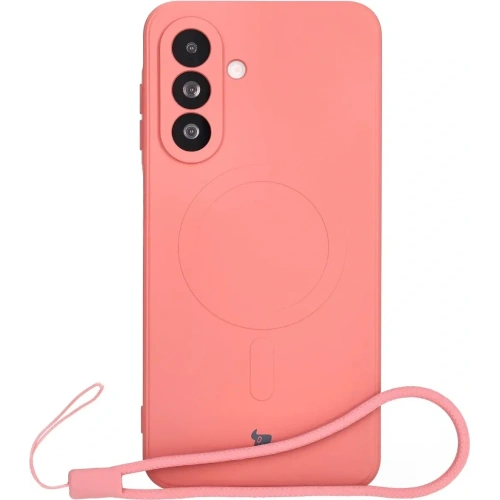 Silikonowe etui z pierścieniem magnetycznym Bizon Case Silicone Magnetic Sq do Samsung Galaxy A26 5G brudnoróżowe