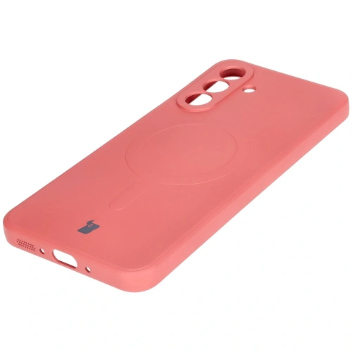Silikonowe etui z pierścieniem magnetycznym Bizon Case Silicone Magnetic Sq do Samsung Galaxy A26 5G brudnoróżowe