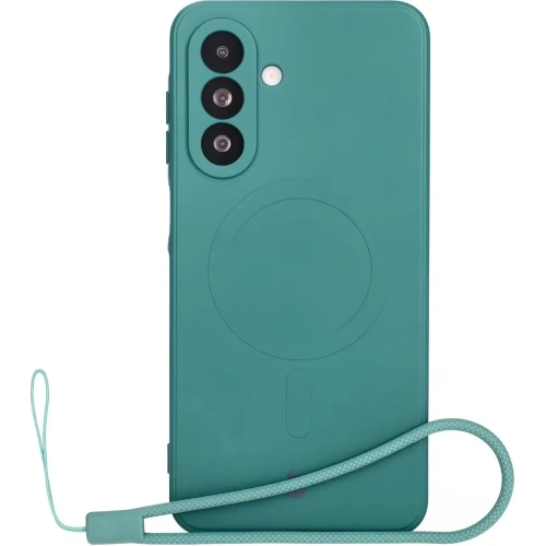 Silikonowe etui z pierścieniem magnetycznym Bizon Case Silicone Magnetic Sq do Samsung Galaxy A26 5G ciemnozielone
