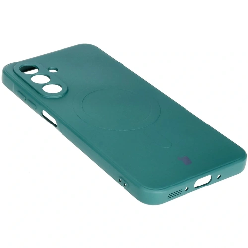 Silikonowe etui z pierścieniem magnetycznym Bizon Case Silicone Magnetic Sq do Samsung Galaxy A26 5G ciemnozielone