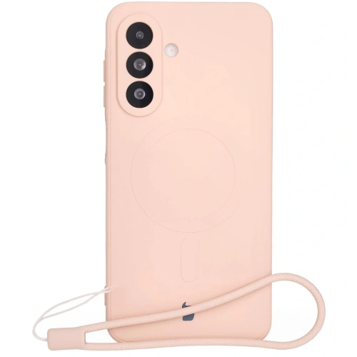 Silikonowe etui z pierścieniem magnetycznym Bizon Case Silicone Magnetic Sq do Samsung Galaxy A26 5G jasnoróżowe