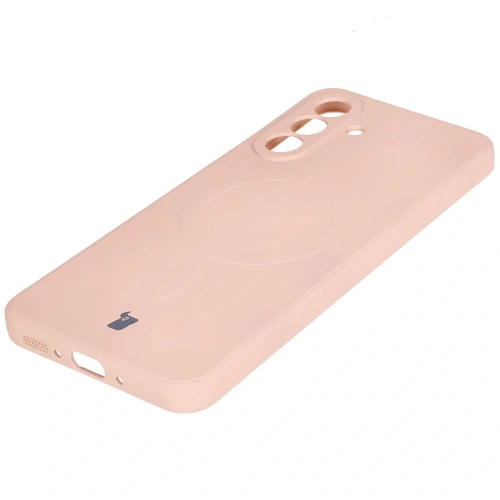 Silikonowe etui z pierścieniem magnetycznym Bizon Case Silicone Magnetic Sq do Samsung Galaxy A26 5G jasnoróżowe