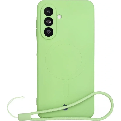 Silikonowe etui z pierścieniem magnetycznym Bizon Case Silicone Magnetic Sq do Samsung Galaxy A26 5G jasnozielone