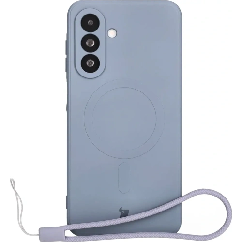 Silikonowe etui z pierścieniem magnetycznym Bizon Case Silicone Magnetic Sq do Samsung Galaxy A26 5G szare