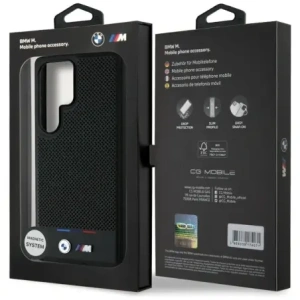 Hurtownia GSM - Etui BMW Leather Tricolor Stripe MagSafe do Samsung Galaxy S25 Ultra černé - BMW808 - {ean13} - Hurt