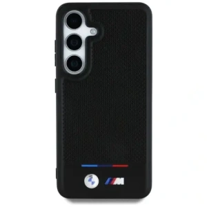 Etui BMW Leather Tricolor Stripe MagSafe do Samsung Galaxy S25+ Plus czarny