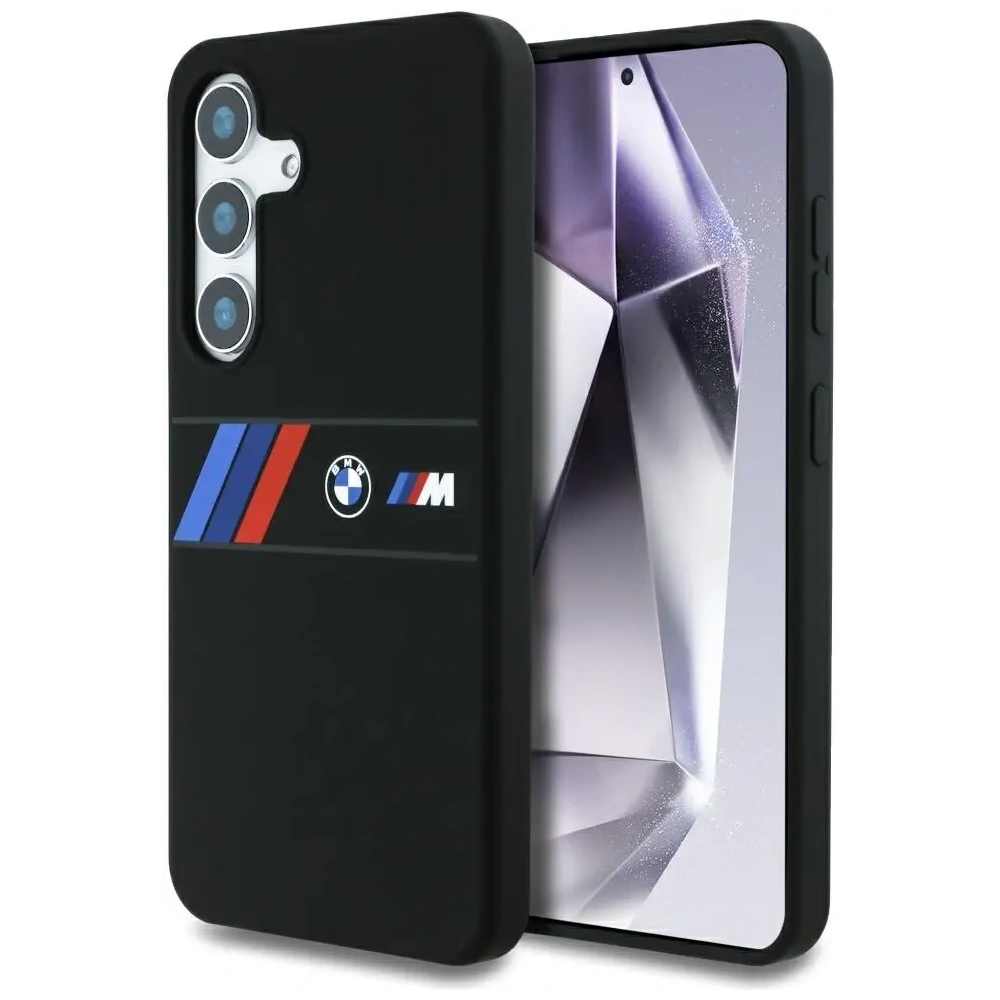 Wholesale BMW Silicone Middle Tricolor Stripes MagSafe Samsung Galaxy S25 black - BMW810 - {ean13} - Hurt
