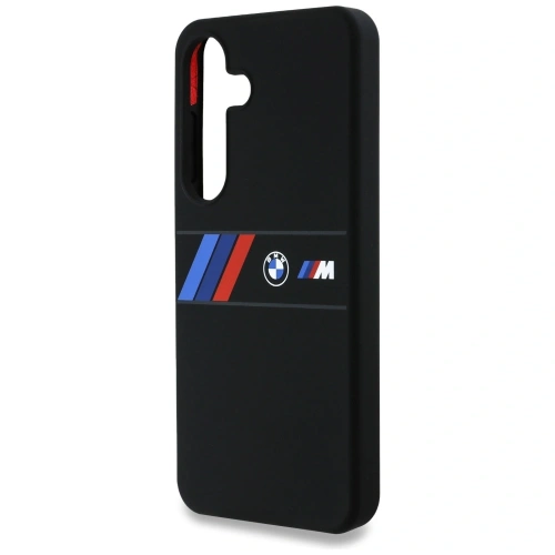 Etui BMW Silicone Middle Tricolor Stripes MagSafe do Samsung Galaxy S25 czarny