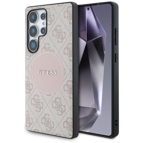 Etui Guess 4G Round Patch Classic Logo MagSafe do Samsung Galaxy S25 Ultra różowy