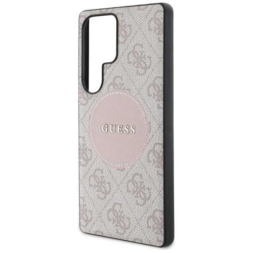 Etui Guess 4G Round Patch Classic Logo MagSafe do Samsung Galaxy S25 Ultra różowy