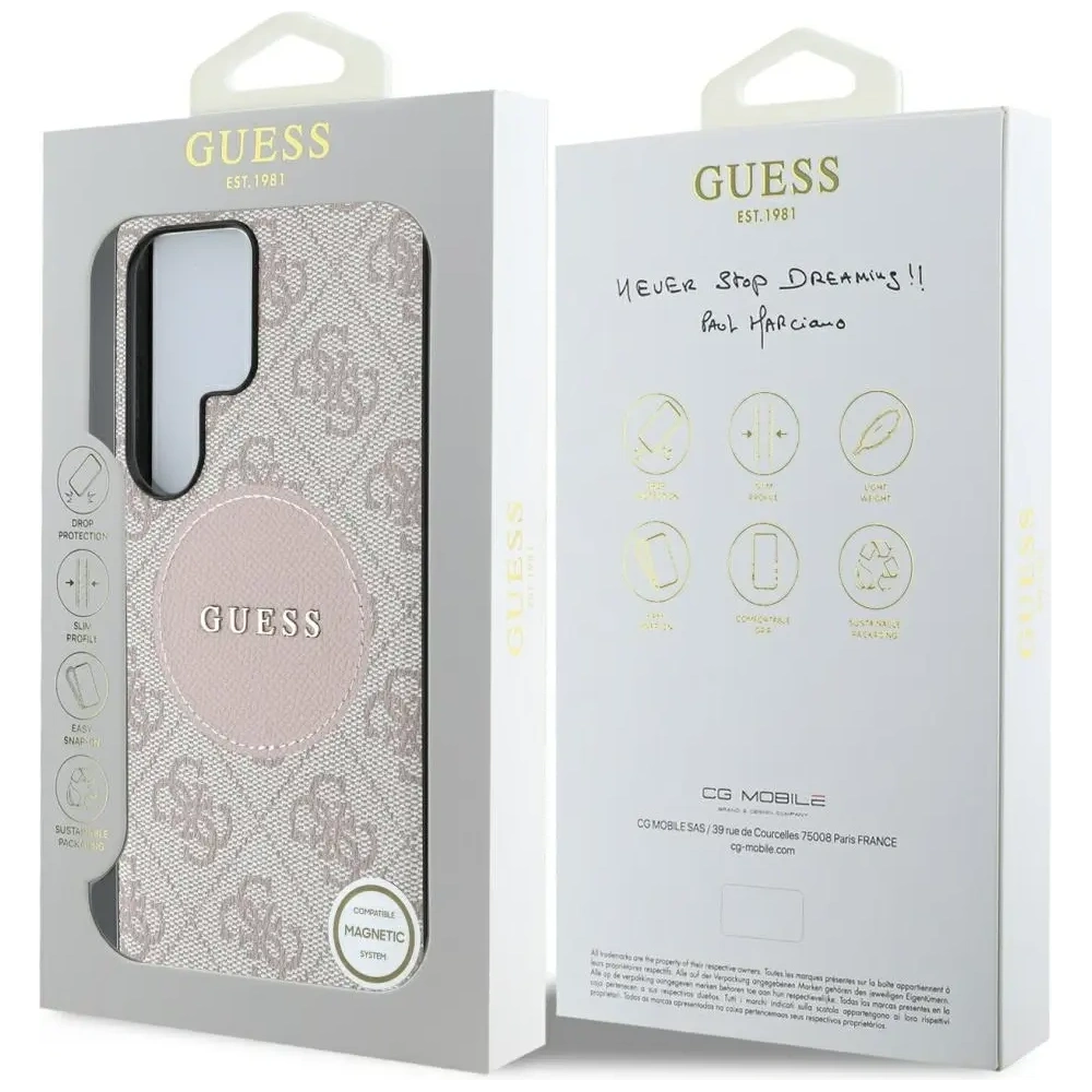 Hurtownia GSM - Etui Guess 4G Round Patch Classic Logo MagSafe pro Samsung Galaxy S25 Ultra růžové - GUE4293 - {ean13} - Hurt