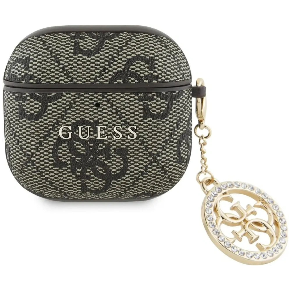 Etui Guess 4G Strass Charm pro Apple AirPods 4 hnědé