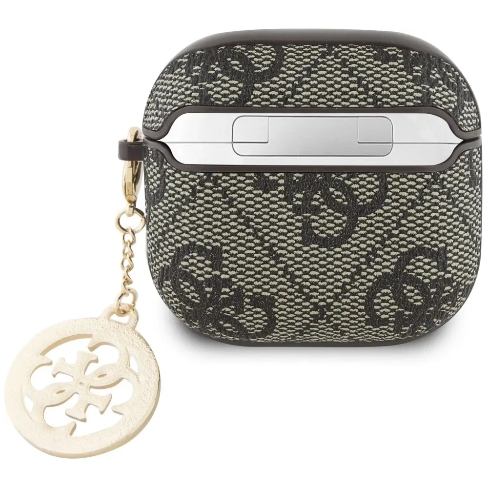 Etui Guess 4G Strass Charm pro Apple AirPods 4 hnědé