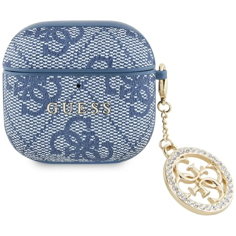 Etui Guess 4G Strass Charm do Apple AirPods 4 niebieski