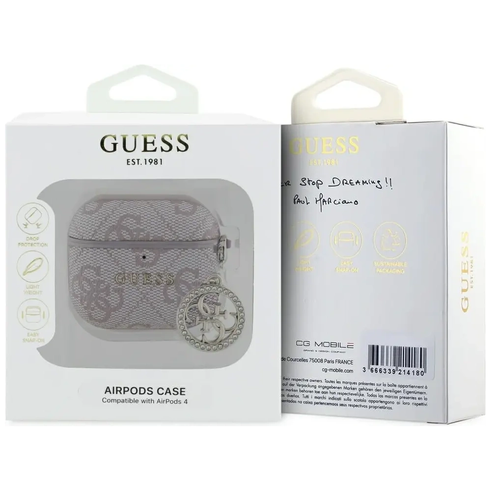 Etui Guess 4G Strass Charm do Apple AirPods 4 różowy