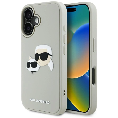 Etui Karl Lagerfeld HC 3D Rubber Double Heads do Apple iPhone 16 beżowy