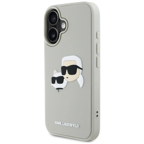 Etui Karl Lagerfeld HC 3D Rubber Double Heads do Apple iPhone 16 beżowy