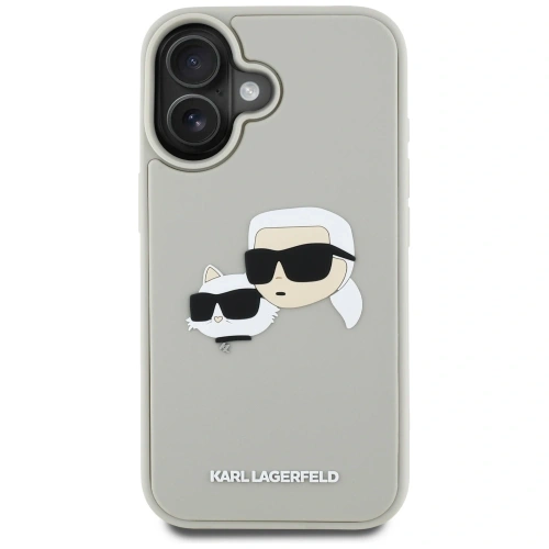 Etui Karl Lagerfeld HC 3D Rubber Double Heads do Apple iPhone 16 beżowy