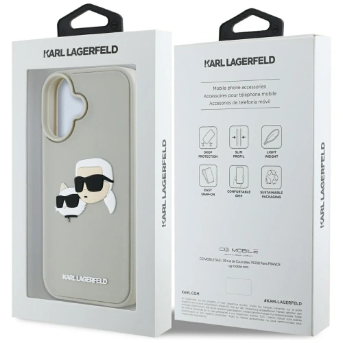 Etui Karl Lagerfeld HC 3D Rubber Double Heads do Apple iPhone 16 beżowy