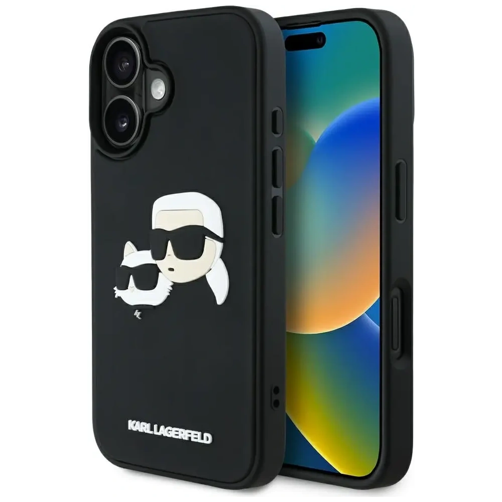 Wholesale Karl Lagerfeld HC 3D Rubber Double Heads Apple iPhone 16 black - KLD21890 - {ean13} - Hurt