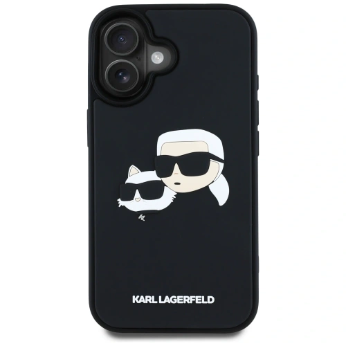 Etui Karl Lagerfeld HC 3D Rubber Double Heads do Apple iPhone 16 czarny