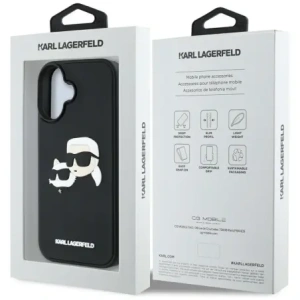 Wholesale Karl Lagerfeld HC 3D Rubber Double Heads Apple iPhone 16 black - KLD21890 - {ean13} - Hurt
