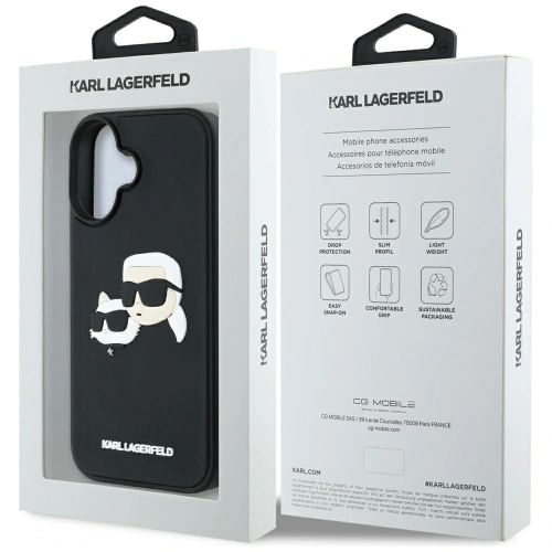 Etui Karl Lagerfeld HC 3D Rubber Double Heads do Apple iPhone 16 czarny
