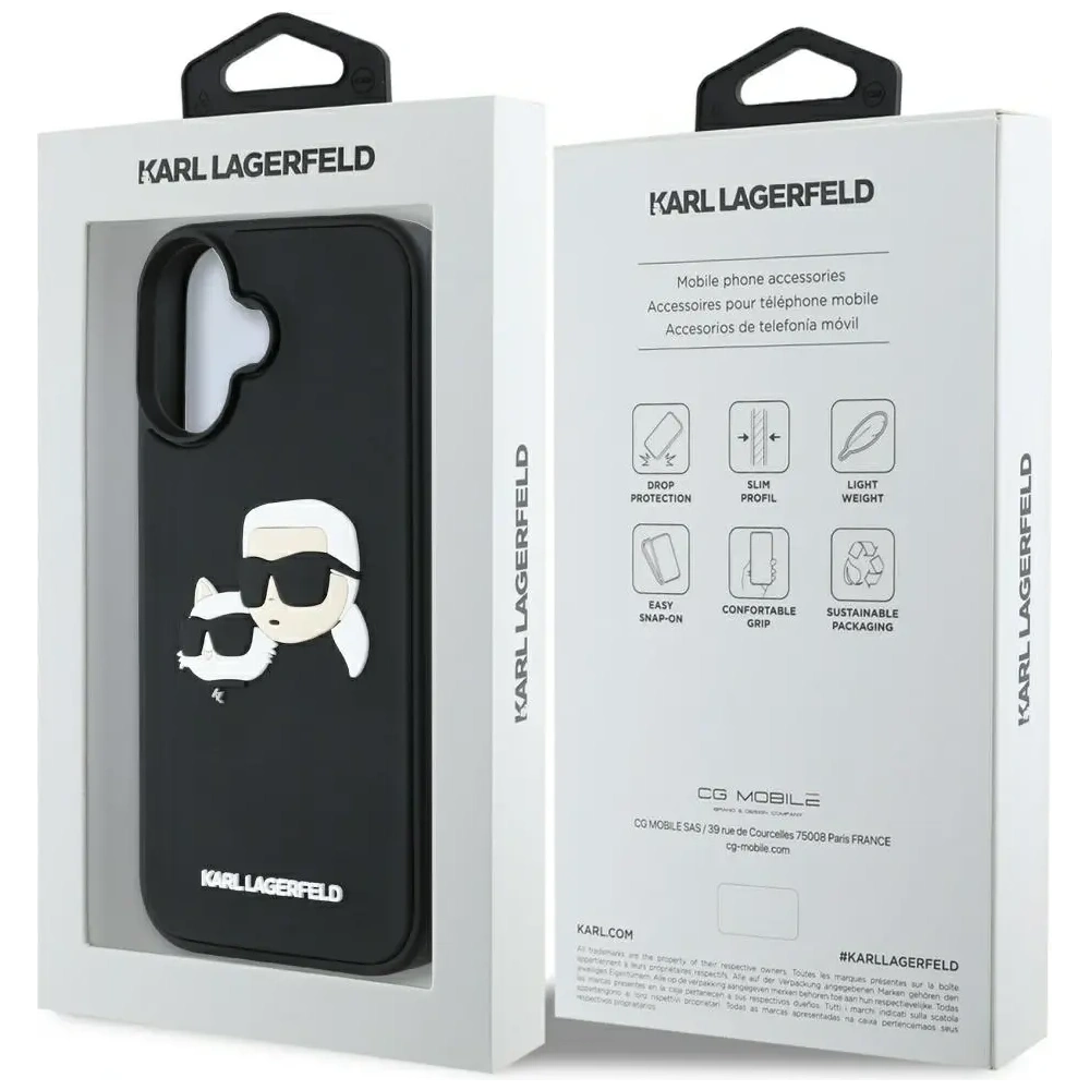 Hurtownia GSM - Karl Lagerfeld HC 3D Rubber Double Heads Apple iPhone 16 negru - KLD21890 - {ean13} - Hurt