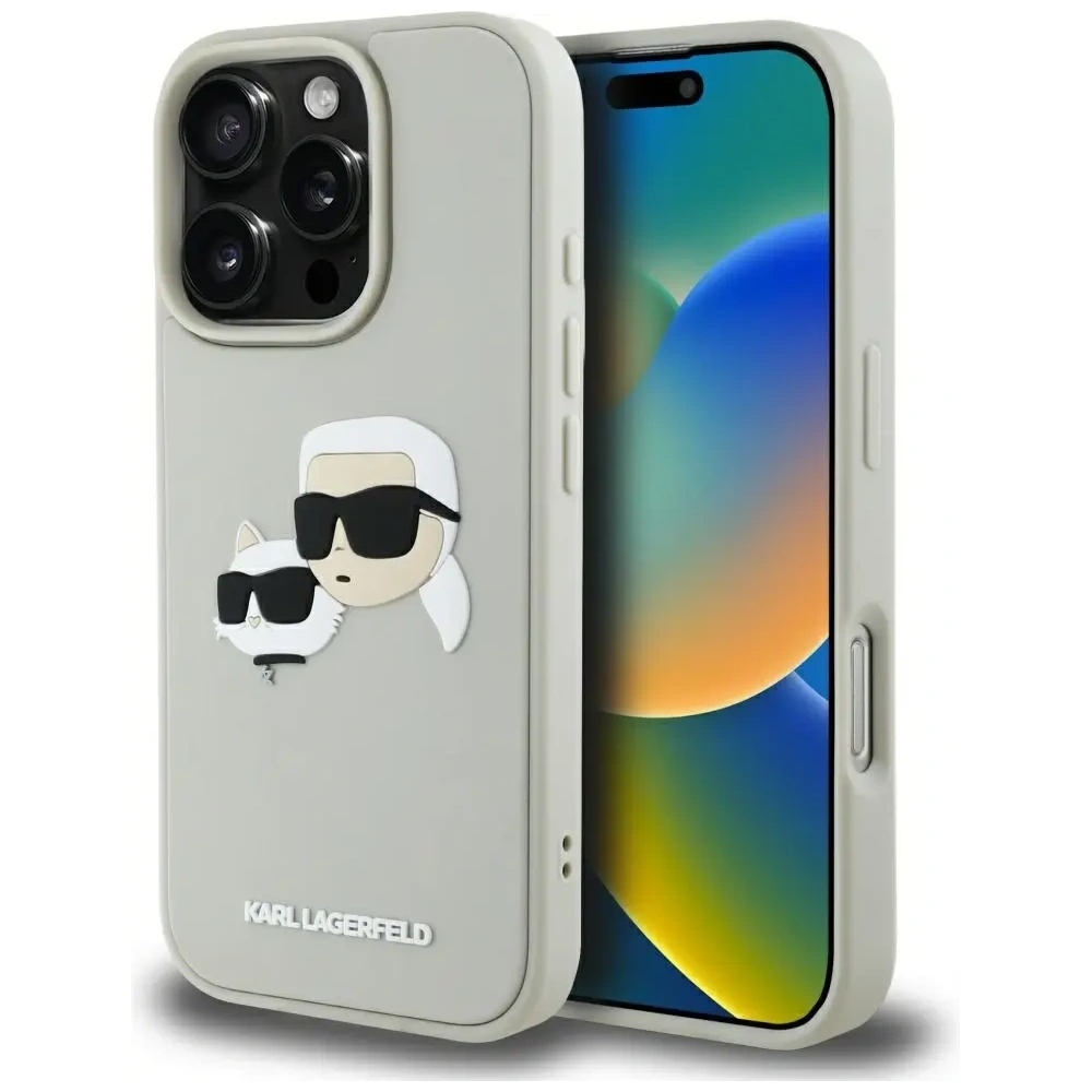 Hurtownia GSM - Karl Lagerfeld HC 3D Gumi Dupla Fej Apple iPhone 16 Pro bézs - KLD21891 - {ean13} - Hurt