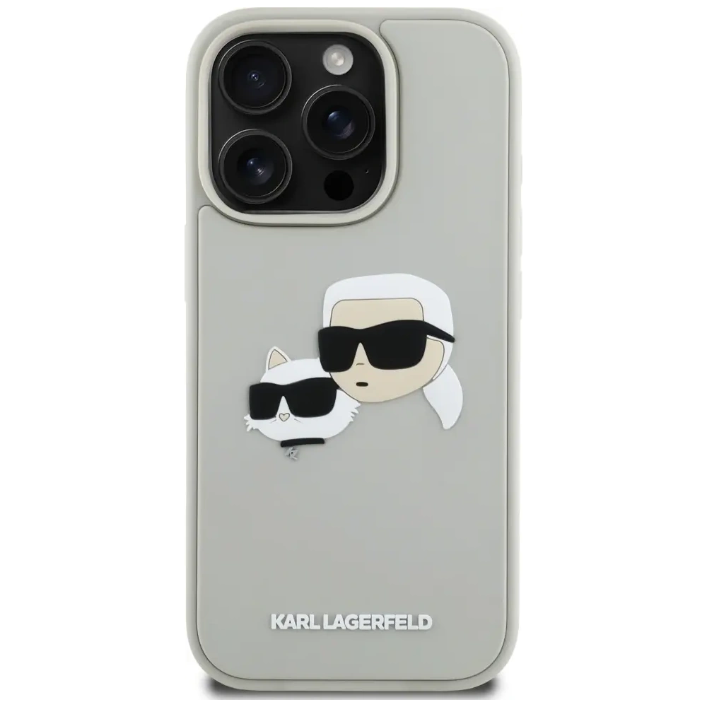 Wholesale Karl Lagerfeld HC 3D Rubber Double Heads Apple iPhone 16 Pro beige - KLD21891 - {ean13} - Hurt