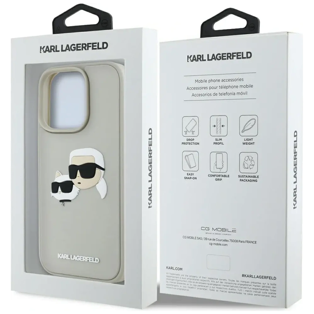 Hurtownia GSM - Karl Lagerfeld HC 3D Gumi Dupla Fej Apple iPhone 16 Pro bézs - KLD21891 - {ean13} - Hurt